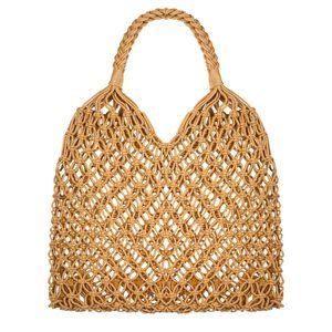 Travel Beach Fishing Net Handbag Woven Shoulder Bag Cotton Rope Macrame Mesh :]